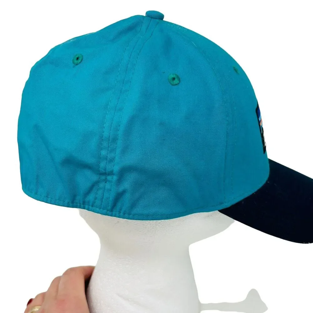 Patagonia Trucker Hat Teal Navy Brim P-6 Logo Size L Organic Cotton - Picture 4 of 7